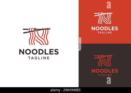 Noodles e logo Ramen Letter N Logo Design Illustrazione Vettoriale