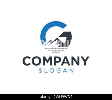Design del logo Letter G Mountain per aziende Illustrazione Vettoriale