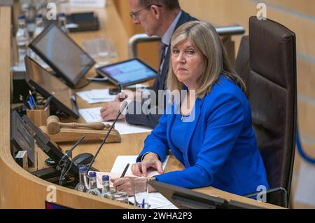 Foto del file del 21/09/23 del presidente Alison Johnstone, che spera di cambiare il calendario degli affari a Holyrood in modo che gli MSP possano sollevare "le questioni più significative della giornata" con i ministri il giorno in cui accadono. La signora Johnstone ha detto di aver preso in considerazione la questione nel periodo precedente il 25° anniversario del Parlamento scozzese, più tardi quest'anno. Data di pubblicazione: Venerdì 9 febbraio 2024. Foto Stock