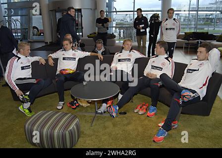 KASTRUP/COPENAGHEN/DANIMARCA   giocatore danese di squadre di calcio in zona mista rilassarsi e parlare con i media sportivi danesi all'Hilton Airport Hotel oggi dpat Foto Stock