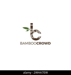 Logo BC Bamboo. Logo lettera B. Icona BC. Design con logo in bambù Illustrazione Vettoriale