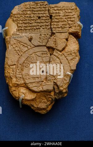 Mappa babilonese del mondo, museo britannico, Londra, Inghilterra, Gran Bretagna Foto Stock