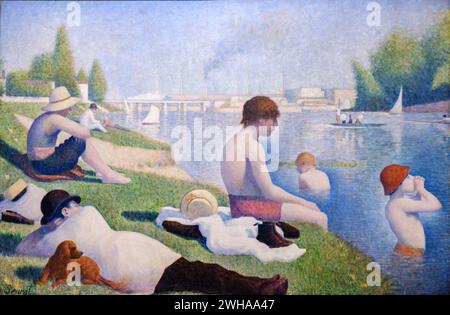 Jorge Seurat, bagnanti ad Asnières, 1884, olio su tela, Galleria Nazionale, Londra, Inghilterra, Gran Bretagna Foto Stock