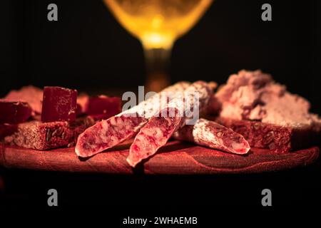 Spuntino con birra. Antipasti. Foto Stock