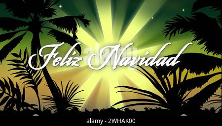 Immagine del testo di feliz navidad su sfondo verde Foto Stock