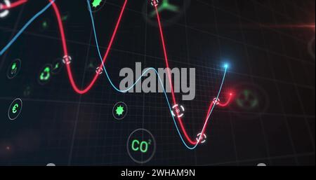 Immagine delle icone ecologiche sopra il diagramma Foto Stock