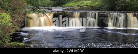 Autunno, cascate Wain Wath Force, River Swale, Swaledale; Yorkshire Dales National Park, Inghilterra, Regno Unito Foto Stock