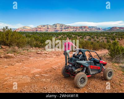 Fotografia con droni Red Rocks, Coconino National Forest, Sedona, Arizona, USA Foto Stock