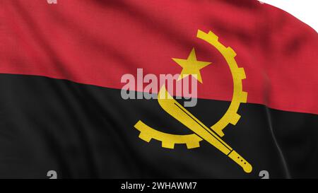 Alta e dettagliata bandiera dell'Angola. Bandiera nazionale dell'Angola. Africa. Illustrazione 3D. Foto Stock