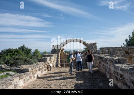 Resti di Mansur el-Aqeb con tre periodi di tempo distinti: A. periodo del secondo Tempio (i secolo d.C.) Una fattoria appartenente ad una famiglia ebraica B. Bisanzica Foto Stock