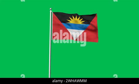 Bandiera dettagliata di Antigua e Barbuda. Bandiera di Antigua e Barbuda. Nord America. Illustrazione 3D. Foto Stock