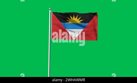 Bandiera dettagliata di Antigua e Barbuda. Bandiera di Antigua e Barbuda. Nord America. Illustrazione 3D. Foto Stock