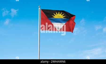 Bandiera dettagliata di Antigua e Barbuda. Bandiera di Antigua e Barbuda. Nord America. Illustrazione 3D. Foto Stock