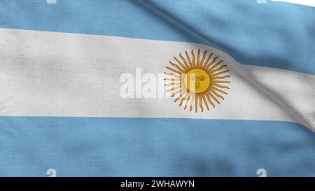 Alta bandiera dell'Argentina. Bandiera nazionale argentina. Sud America. Illustrazione 3D. Foto Stock