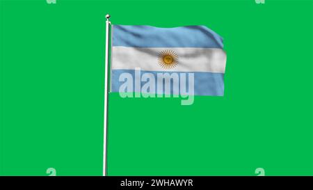 Alta bandiera dell'Argentina. Bandiera nazionale argentina. Sud America. Illustrazione 3D. Foto Stock