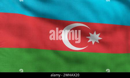 Bandiera alta dettagliata dell'Azerbaigian. Bandiera nazionale dell'Azerbaigian. Illustrazione 3D. Foto Stock