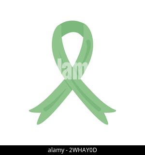 Green Ribbon simbolo internazionale del mese di consapevolezza della salute mentale o settimana di maggio. Illustrazione vettoriale in stile piatto isolata su bianco. Illustrazione Vettoriale