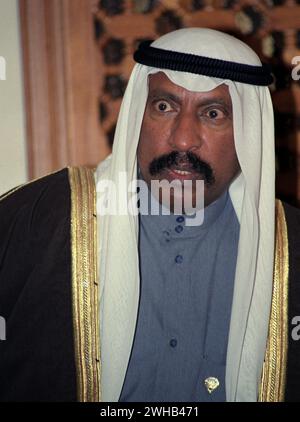 6 marzo 1991 il Principe ereditario del Kuwait, sua altezza Saad al-Abdullah al-Salim al-Sabah, nel Palazzo Bayan a Kuwait City. Foto Stock