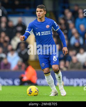 Londra, Regno Unito. 4 febbraio 2024. 4 febbraio 2024 - Chelsea contro Wolverhampton Wanderers - Premier League - Stamford Bridge. Thiago Silva di Chelsea in azione. Crediti immagine: Mark Pain/Alamy Live News Foto Stock