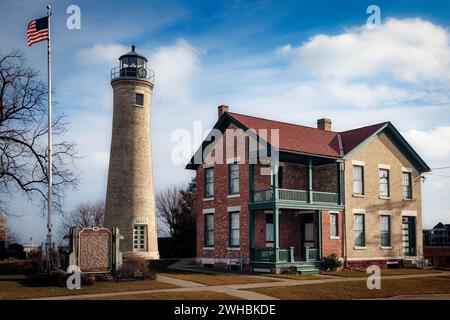 Il faro di Southport, costruito nel 1866, a Kenosha, Wisconsin. Foto Stock