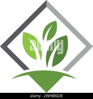 Loghi di foglia verde ecologia natura elemento icona vettore Illustrazione Vettoriale