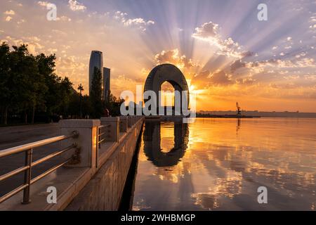 Una splendida alba a Baku, Azerbaigian Foto Stock