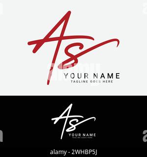 A, S, COME logo della lettera iniziale. ALFABETO COME logo firma scritto a mano Illustrazione Vettoriale