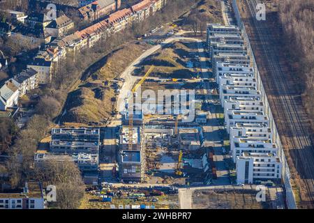 Luftbild, Kronprinzenviertel Baustelle mit Neubau, Verkehrssituation, Westfalendamm, Dortmund, Ruhrgebiet, Nordrhein-Westfalen, Deutschland ACHTUNGxMINDESTHONORARx60xEURO *** Vista aerea, cantiere Kronprinzenviertel con nuovo edificio, situazione del traffico, Westfalendamm, Dortmund, zona della Ruhr, Renania settentrionale-Vestfalia, Germania ATTENTIONxMINDESTHONORARx60xEURO Foto Stock