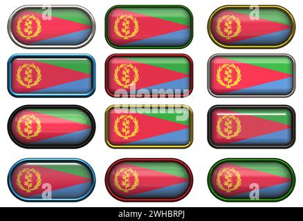 Dodici pulsanti della bandiera di Entrea Foto Stock