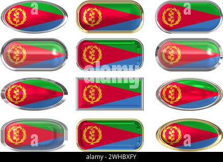 Dodici pulsanti della bandiera di Entrea Foto Stock