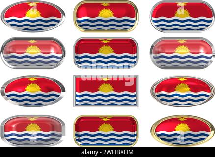 Dodici bottoni della bandiera di Kiribati Foto Stock