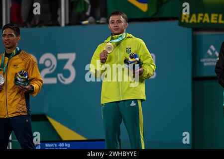 Santiago, Cile, 28 ottobre 2023, Michel Augusto (BRA), oro durante il Judo - uomini -60kg podio ai Giochi Panamericani del 2023 Foto Stock