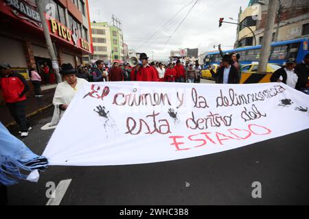 LATACUNGA MARCHA INSEGURIDAD Latacunga 9 de febrero 2024. Movimientos indigenas de Cotopaxi realizan la Marcha Contra la Inseguridad. API / DIEGO PAREDES BRAVO Latacunga Cotopaxi Ecuador POL-LATACUNGAMARCHAINSEGURIDAD-f261830aa3d31d6e8c357dbf0cca18de *** LATACUNGA MARCHA INSEGURIDAD Latacunga Latacunga 9 febbraio 2024 movimenti indigeni di Cotopaxi Foto Stock