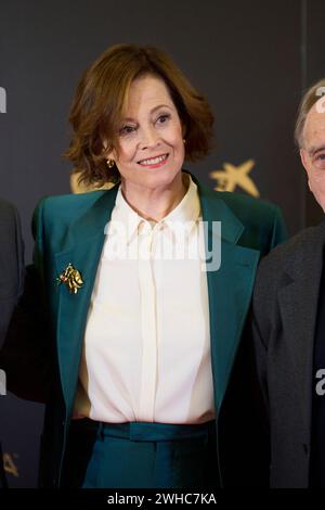 Valladolid. Spagna. 20240209, Sigourney Weaver partecipa a una fotochiamata come vincitore dell'International Goya Award 2024 durante il 38° Goya Awards al municipio il 9 febbraio 2024 a Valladolid, Spagna Foto Stock