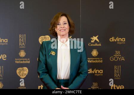 Valladolid. Spagna. 20240209, Sigourney Weaver partecipa a una fotochiamata come vincitore dell'International Goya Award 2024 durante il 38° Goya Awards al municipio il 9 febbraio 2024 a Valladolid, Spagna Foto Stock