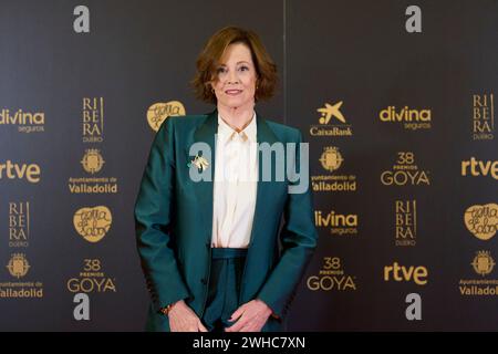 Valladolid. Spagna. 20240209, Sigourney Weaver partecipa a una fotochiamata come vincitore dell'International Goya Award 2024 durante il 38° Goya Awards al municipio il 9 febbraio 2024 a Valladolid, Spagna Foto Stock