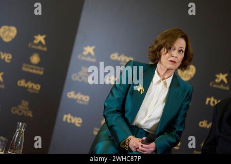 Valladolid. Spagna. 20240209, Sigourney Weaver partecipa a una fotochiamata come vincitore dell'International Goya Award 2024 durante il 38° Goya Awards al municipio il 9 febbraio 2024 a Valladolid, Spagna Foto Stock