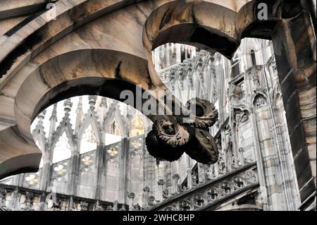 Dettaglio, Duomo di Milano, inizio lavori 1386, completamento 1858, Milano, Milano, Lombardia, Italia Foto Stock