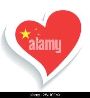 Forma del cuore isolata con la bandiera di China Vector Illustrazione Vettoriale