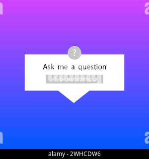 Chiedetemi l'adesivo dei social media. Icona del modello, segno di domanda dell'interfaccia utente. Illustrazione vettoriale. EPS 10. Immagine stock. Illustrazione Vettoriale