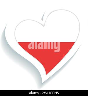 Forma a cuore isolato con la bandiera della Polonia Vector Illustrazione Vettoriale
