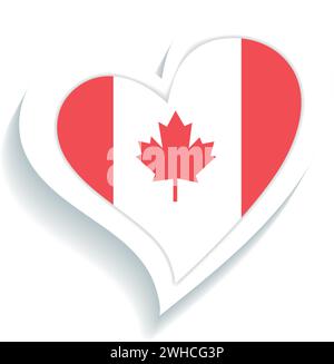 Forma del cuore isolata con la bandiera di Canada Vector Illustrazione Vettoriale