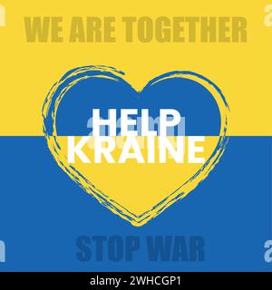 Colorato aiuto ucraina fermare il modello di guerra Vector Illustrazione Vettoriale