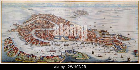Mappa di Venezia, Italia, Atlas Van der Hagen, Willem e Johannes Joan Blaeu, XVII secolo Foto Stock