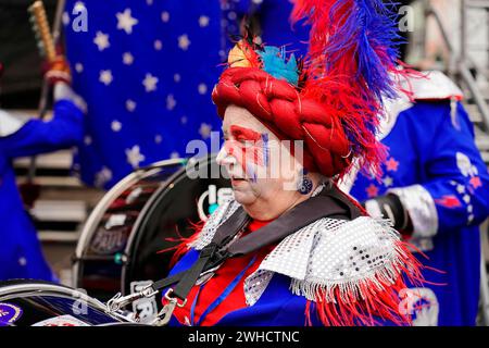 Musicisti del Guggenmusik FRUMPTARN GUGGENBA Barnsley, Inghilterra, 39° GUGENMUSIK INTERNAZIONALE, INCONTRO 03 e 04 FEBBRAIO 2024, a Schwaebisch Foto Stock