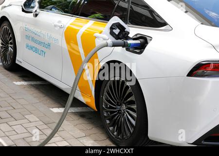 Rifornimento di una Toyota Mirai in una stazione di rifornimento di idrogeno, Berlino, 17.05.2021 Foto Stock