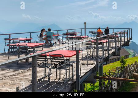 Terrazza solarium sul Rigi-Kulm, lago di Lucerna, Cantone di Lucerna, Svizzera, Rigi, Schwyz, Svizzera Foto Stock