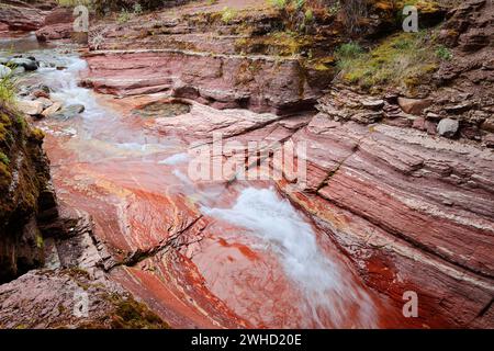 Il Red Rock Canyon, il Parco Nazionale dei laghi di Waterton, Alberta, Canada Foto Stock