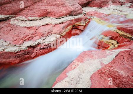 Il Red Rock Canyon, il Parco Nazionale dei laghi di Waterton, Alberta, Canada Foto Stock