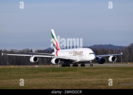 Aircraft Emirates, Airbus A380-800, A6-EEO, Zurigo Kloten, Svizzera Foto Stock